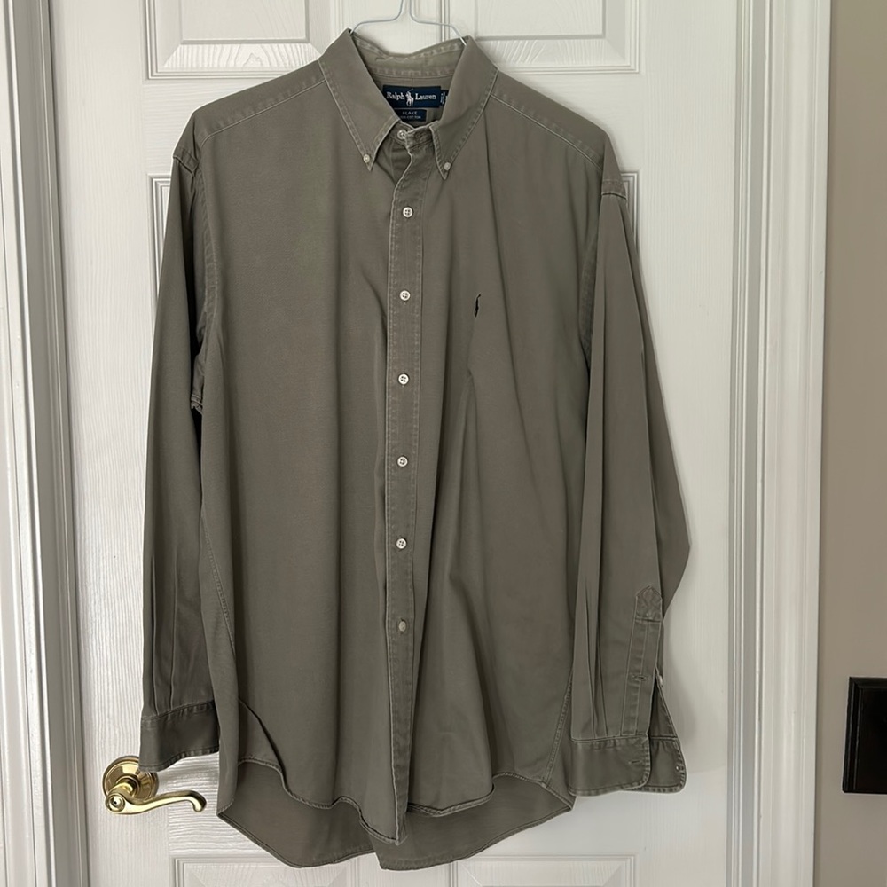 Ralph Lauren Men’s “Blake” Button Down Shirt. Size Large, Khaki green.